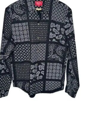 Supreme Paisley Print Long Sleeve Button Up Shirt Size Medium